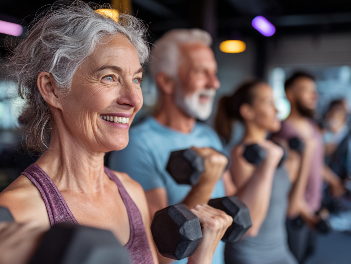 Тренер працює з групою людей різного віку на відкритому повітрі